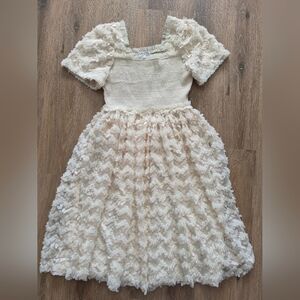 IVY CITY CO. Cloud Nine Dress, Large, Ivory Cream Sequin Bridal Formal